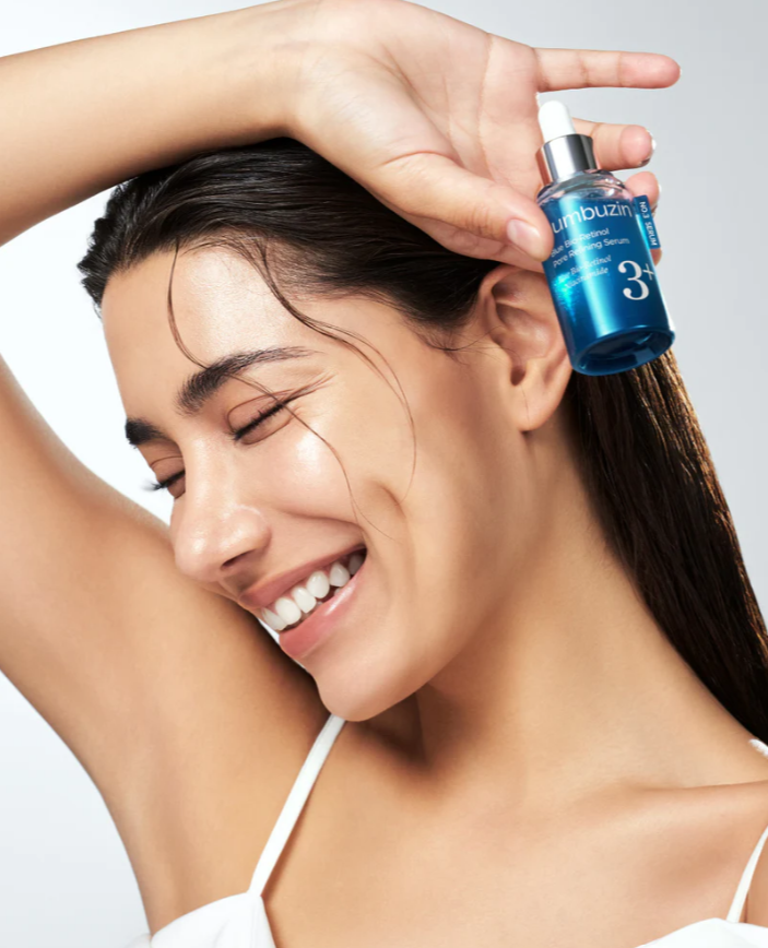 Poru samazinošs serums YABUKO Numbuzin No.3 Blue Bio-Retinol, 30 ml, poru nostiprināšanai un attīrīšanai.