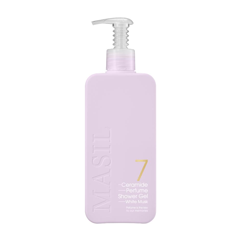 YABUKO MASIL 7 Ceramide dušas žele ar baltā musk smaržu, 300 ml, ar mitrināšanas īpašībām un baltas krāsas iepakojumu