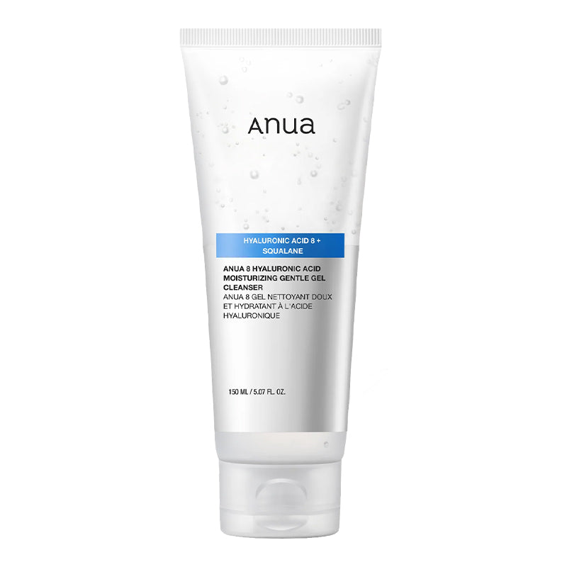YABUKO ANUA 8 Hialuronskābes maigs sejas tīrīšanas gels sausai ādai, 150ml, ar mitrinošām īpašībām.