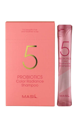 Krāsotu matu šampūns YABUKO Masil 5 Probiotics Color Radiance, 8ml, 20 iepakojumi, mitrina un aizsargā krāsu.
