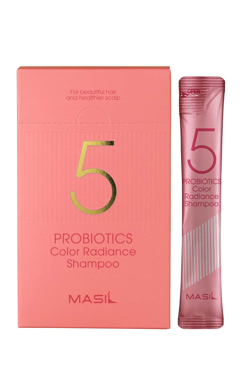 Krāsotu matu šampūns YABUKO Masil 5 Probiotics Color Radiance, 8ml, 20 iepakojumi, mitrina un aizsargā krāsu.