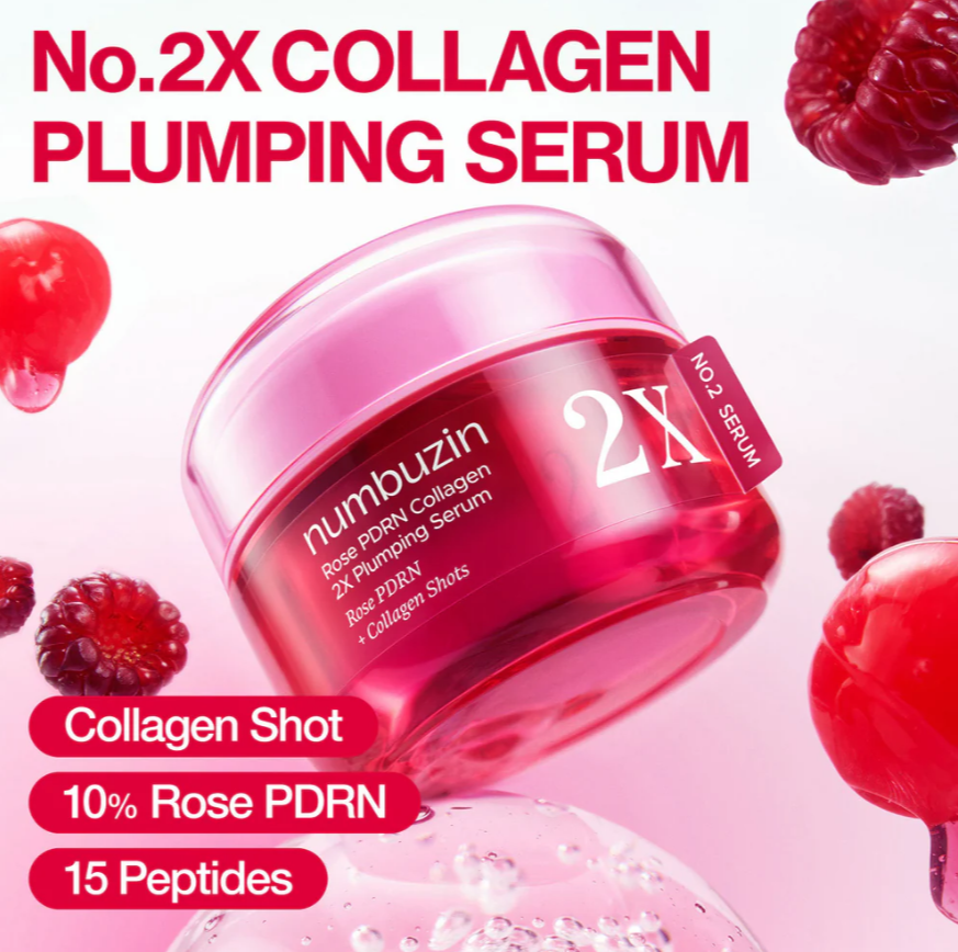 YABUKO Numbuzin No.2 rozā PDRN kolagēna serums 30 ml, mitrinājošs un ādas apjomu piepildošs.