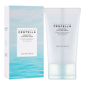 SKIN1004 Madagascar Centella Hyalu-Cica mitruma krēms, 75ml, uz ādas ar serum un mitrināšanas sastāvdaļām.