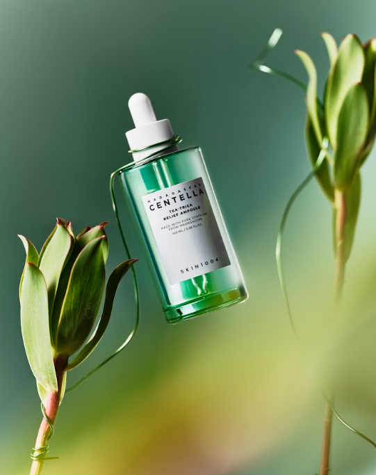 YABUKO SKIN1004 Madagaskaras Centella Tea-Trica nomierinoša ampula 100 ml, ādas reljefs un nomierināšana.